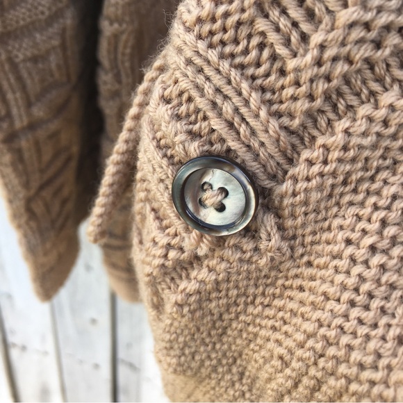 Marion Foale Handknit Wool Cardigan Camel Tan XL - Picture 13 of 15